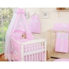 Bedding set 7-pcs with canopy- Hanging Hearts white dots on pink