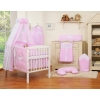 Bedding set 7-pcs with canopy- Hanging Hearts white dots on pink