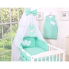 Bedding set 7-pcs with mosquito-net- Hanging Hearts mint