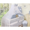 Bedding set 7-pcs with mosquito-net- Hanging Hearts white polka dots on Gray