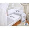 Bedding set 7-pcs with mosquito-net- Owls Gray-black