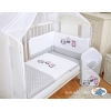 Bedding set 7-pcs with mosquito-net- Owls Gray-pink