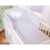 Bedding set for Baby Bed 2-pcs- Hanging Hearts black dots on white