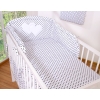 Bedding set for Baby Bed 2-pcs- Hanging Hearts black dots on white