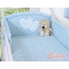 Bedding set for Baby Bed 2-pcs- Hanging Hearts little blue flowers