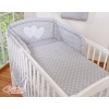 Bedding set for Baby Bed 2-pcs- Hanging Hearts white dots on Gray