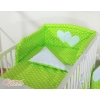 Bedding set for Baby Bed 2-pcs- Hanging Hearts white dots on green
