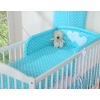 Bedding set for Baby Bed 2-pcs- Hanging Hearts white dots on turquoise