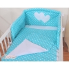 Bedding set for Baby Bed 2-pcs- Hanging Hearts white dots on turquoise