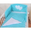 Bedding set for Baby Bed 2-pcs- Hanging Hearts white dots on turquoise