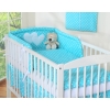 Bedding set for Baby Bed 2-pcs- Hanging Hearts white dots on turquoise