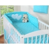 Bedding set for Baby Bed 2-pcs- Hanging Hearts white dots on turquoise