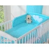 Bedding set for Baby Bed 2-pcs- Hanging Hearts white dots on turquoise