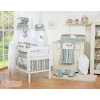 Bedding set for baby cot 11-pcs with canopy- Hanging Hearts brown stripes