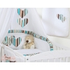 Bedding set for baby cot 11-pcs with canopy- Hanging Hearts brown stripes