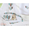 Bedding set for baby cot 11-pcs with canopy- Hanging Hearts brown stripes