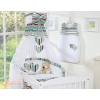 Bedding set for baby cot 11-pcs with canopy- Hanging Hearts brown stripes