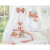 Bedding set for baby cot 11-pcs with canopy- Hanging Hearts orange stripes