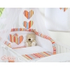Bedding set for baby cot 11-pcs with canopy- Hanging Hearts orange stripes