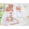 Bedding set for baby cot 11-pcs with canopy- Hanging Hearts orange stripes