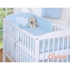 Bedding set for Baby Cot 3-pcs- Hanging Hearts little blue flowers