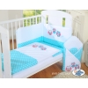 Bedding set for Baby Cot 3-pcs- Owls turquoise