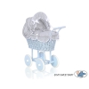 Blue Wicker Stroller Doll pram -535
