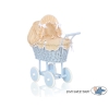 Blue Wicker Stroller Doll pram Bedding Set in Beige with White Dots