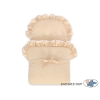 Blue Wicker Stroller Doll pram Bedding Set in Beige with White Dots