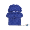 Blue Wicker Stroller Doll pram Navy Blue Bedding with White Dots