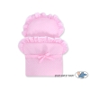 Blue Wicker Stroller Doll pram Pink Bedding with White Dots