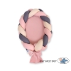 Braided babynest Knot Bumper & Mattress 2 in 1 - beige-pastel pink-anthracite