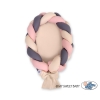 Braided babynest Knot Bumper & Mattress 2 in 1 - beige-pastel pink-anthracite