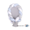 Braided babynest Knot Bumper & Mattress 2 in 1 - white-gray-blue