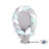Braided babynest Knot Bumper & Mattress 2 in 1 - white-gray-mint