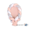 Braided babynest Knot Bumper & Mattress 2 in 1- white-gray-powder pink