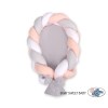 Braided babynest Knot Bumper & Mattress 2 in 1 - white-gray-powder pink