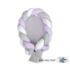 Braided babynest Knot Bumper & Mattress 2 in 1 - white-lilac-gray