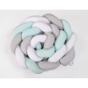 Braided Cot Bumper over 3m XXL Pillow- white-gray-mint