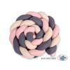 Braided Cushion Knoted bumper XXL Pillow- beige-anthracite-pastel pink