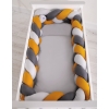 Braided Cushion Extra Knot bumper XXL Pillow- gray-honey yellow-anthracite