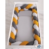 Braided Cushion Extra Knot bumper XXL Pillow- gray-honey yellow-anthracite