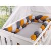 Braided Cushion Extra Knot bumper XXL Pillow- gray-honey yellow-anthracite