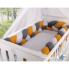 Braided Cushion Extra Knot bumper XXL Pillow- gray-honey yellow-anthracite