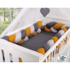 Braided Cushion Extra Knot bumper XXL Pillow- gray-honey yellow-anthracite