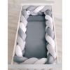 Braided baby cot bumper anthracite-gray-white
