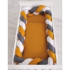 Braided Crib bumper XXL Pillow- white-honey yellow-anthracite