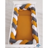 Braided Crib bumper XXL Pillow- white-honey yellow-anthracite