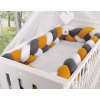 Braided Crib bumper XXL Pillow- white-honey yellow-anthracite