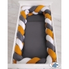 Braided Crib bumper XXL Pillow- white-honey yellow-anthracite
